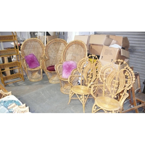 57 - Collection of eight items of conservatory style chairs