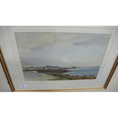 181 - John H Nicholson, Looking towards Castletown from Scarlett, watercolour, signed, 12 x 16 ins approx.