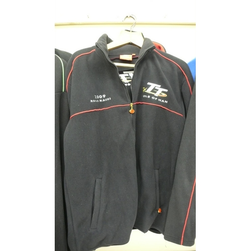 393 - Three IOM TT fleece jackets size L and XL