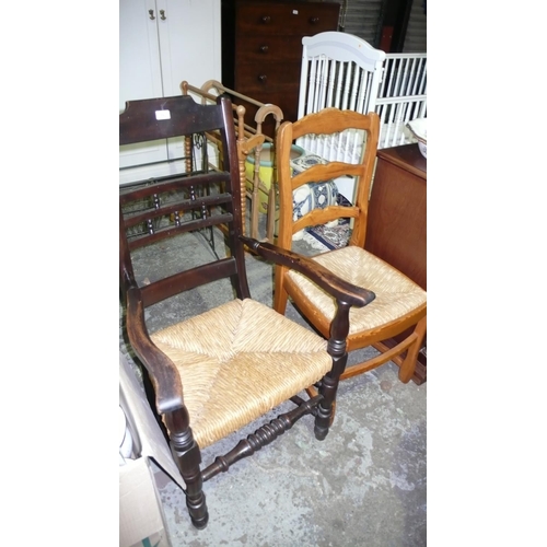 20 - Two rush seated chairs