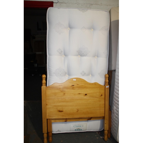 1 - Single pine bedframe and Classic Beds mattress