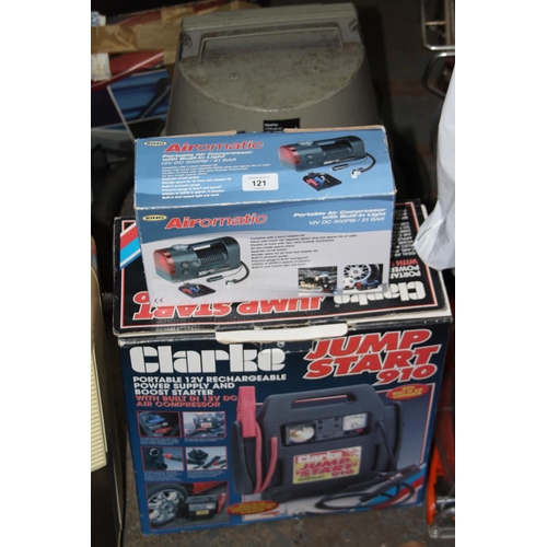 121 - Clarke jump starter plus an air compressor