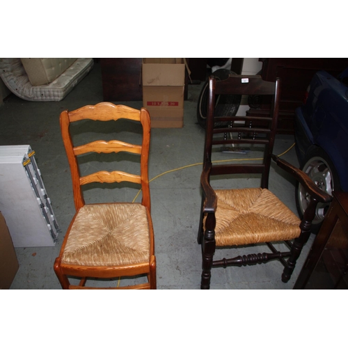 20 - Two rush seated chairs