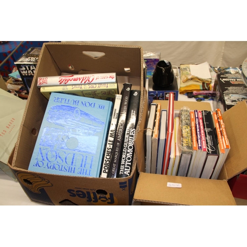 457 - Two boxes of assorted books mostly on cars and racing