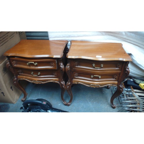 133 - Pair of two drawer cabinets with brass swing handles