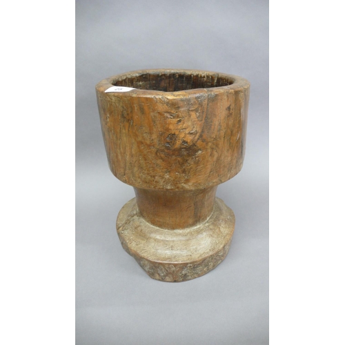 156 - African wooden mortar - ht. 11 ins high