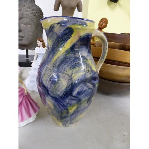 297 - A Studio Pottery waterjug, height 11ins