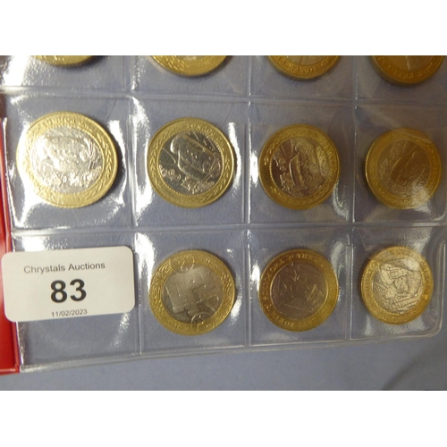 83 - A good collection of Isle of Man £2 coins including Christmas, Round Tower, Racing etc.