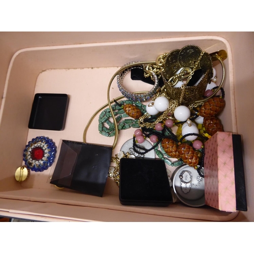 268 - A large jewellery box full of costume jewellery - some gold content