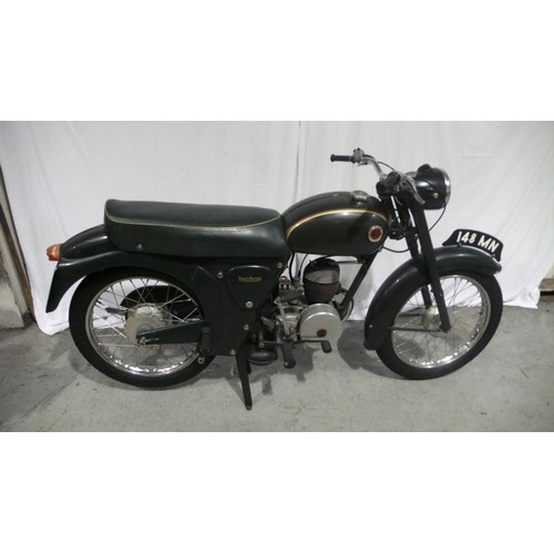 52 - 148MN
Francis Barnett Plover 150cc
First registered 15/6/1959
Mileage 8054
Taxed 3/23