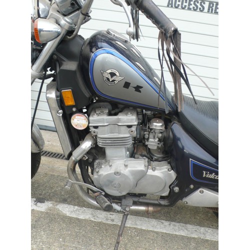 1 - NMN502P
Kawasaki Vulcan 500cc
First Reg 26/3/1996
Tax exp 12/22
Mileage 27461
Log book present