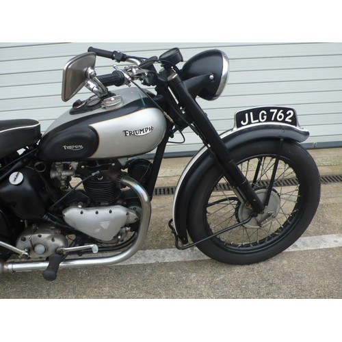 3 - JLG762
Triumph 3T 350cc
1947 Registered 1984 
No V5 Old style log book
17466 miles