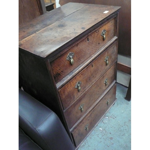 17 - Queen Anne oak chest of four graduated drawers