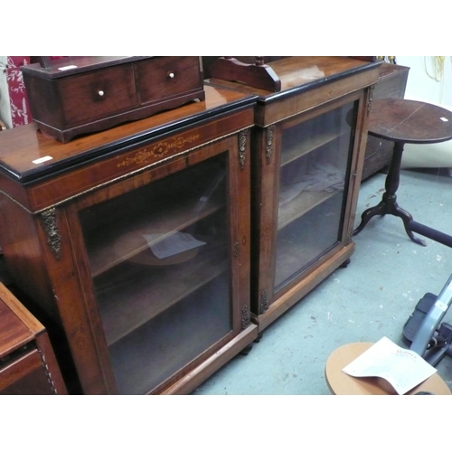 29 - Pair of 19thC inlaid side cabinets with gilt metal mounts - walnut veneered