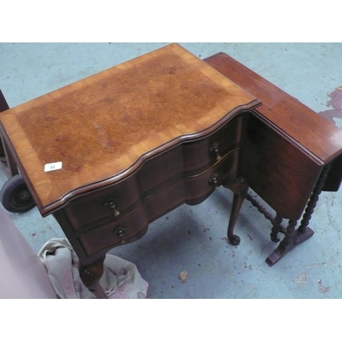 35 - Small two drawer chest on cabriole legs plus Sutherland table