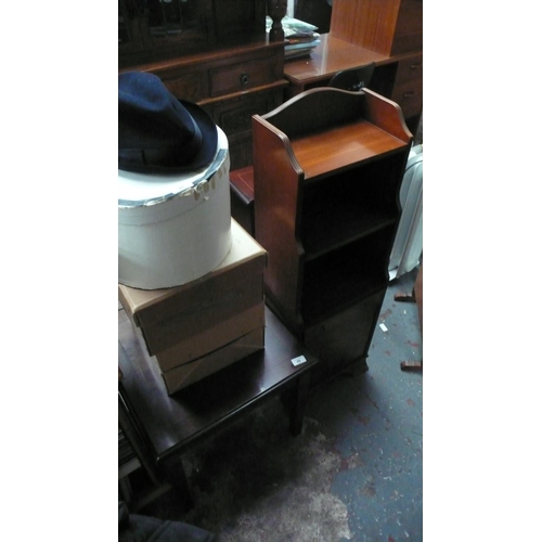 49 - Occasional table and a stepped bookcase