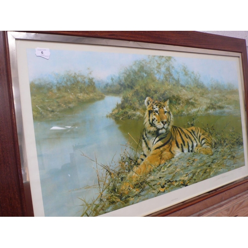 6 - Signed David Shepherd print limited 734/850 - Tiger in the sun