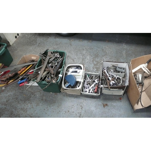 80 - Six boxes of saws, spanners and other tools