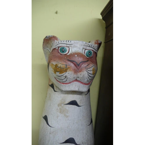 203 - Tall wooden carved tiger approx 6ft