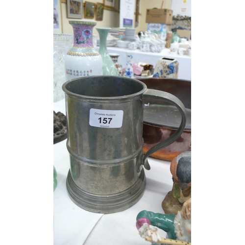 157 - A pewter tankard holding a Quart