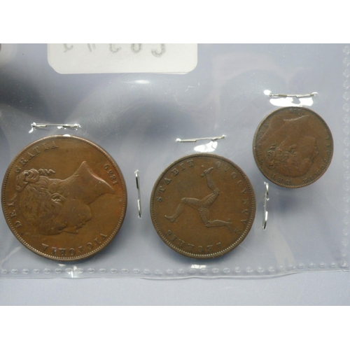 322 - 1839 Isle of Man penny, half penny and farthing