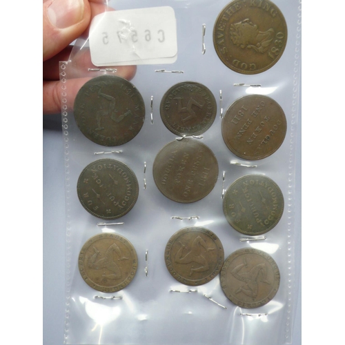 344 - Ten Isle of Man copper tokens 1811 onwards