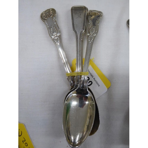 20 - Four Victorian silver teaspoons 4ozt approx