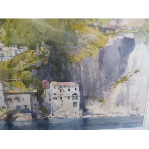 117 - Norman Sayle Mediterranean coastal scene Watercolour Signed Dated 1997 14 1/2