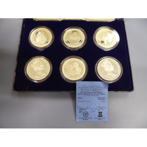 82 - Cased IOM silver proof six crown set with certificate