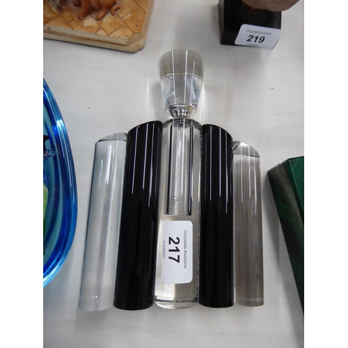 217 - Art Deco style clear and black glass scent bottle