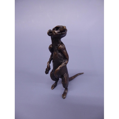 230 - JR Sanders bronze sculpture of meerkat Hester No 37/250 boxed with certificate