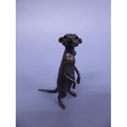 231 - JR Sanders bronze sculpture of meerkat Ginger No 59/250 boxed with certificate