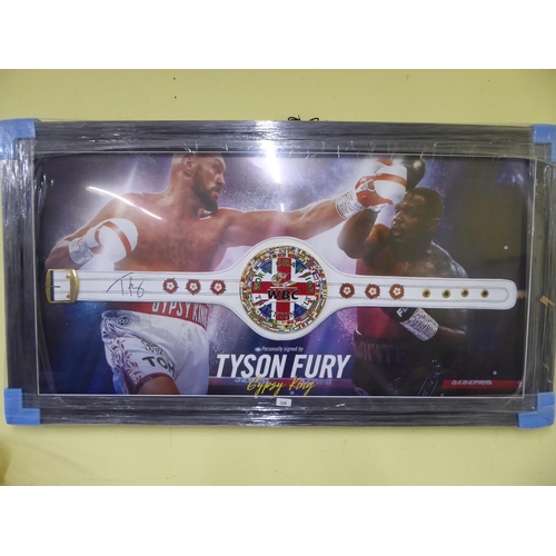 338 - Signed Tyson Fury belt in large frame