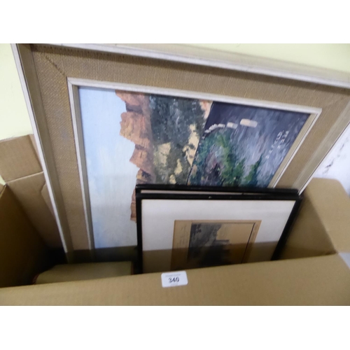 340 - Oil painting plus two engravings