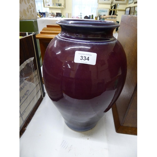 334 - John Maguire stoneware purple glaze urn height 12