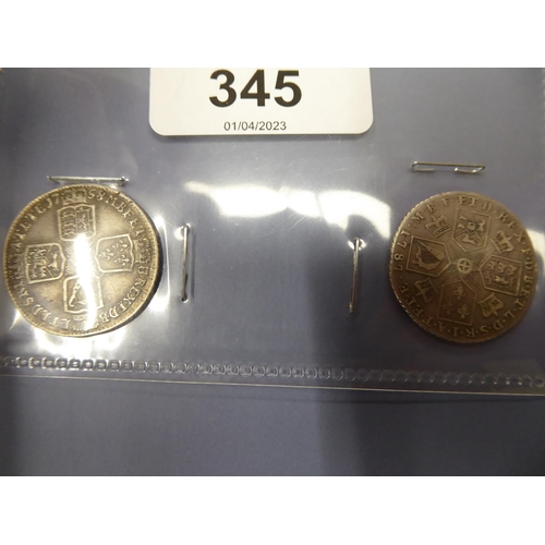 345 - George 11 1758 and George 111 1787 shillings