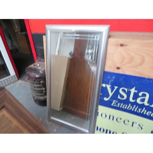 1 - Large mirror in silver coloured frame