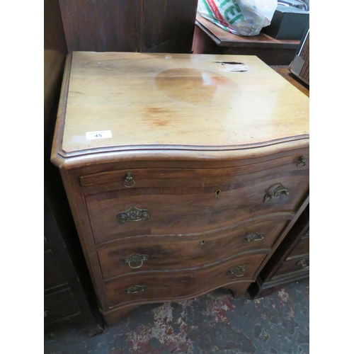 45 - Three drawer chest with brass swing handles and slider