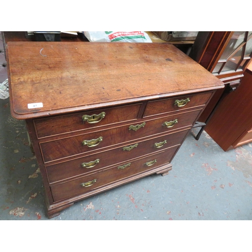 47 - Oak chest of three long and two short drawers with brass swing handles