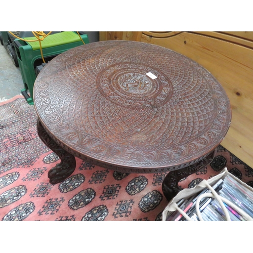 66 - Circular table with Far Eastern style carved top