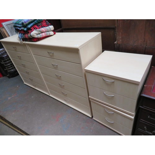 73 - Bedroom suite comprising two six drawer chests and two bedside cabinets