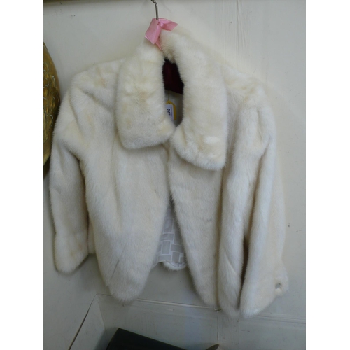 247 - White mink jacket with silk lining, size Med approx.