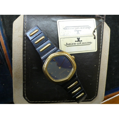 333 - Jaeger-LeCoultre titanium and gold plated hexagonal dial wrist watch in original box