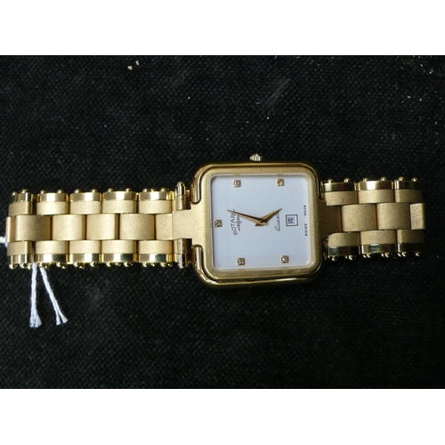 334 - Rotary quartz Gent's gold plated date wrist watch