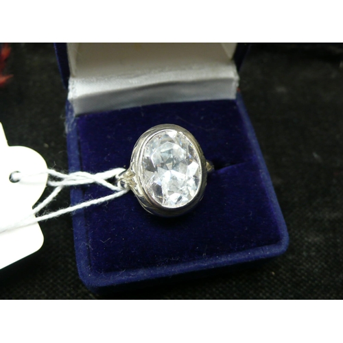 336 - An impressive designer diamante and silver ring - size Q