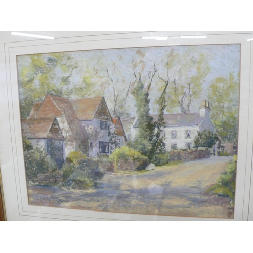 468 - S Wilby, Houses West Baldwin, pastel, 16 x 20 ins, signed and dated '88