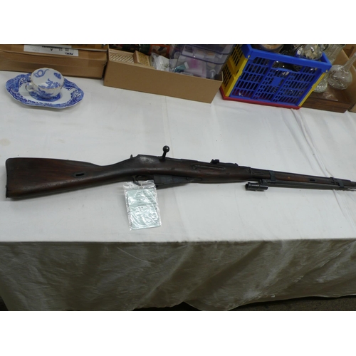 476 - Deactivated Mosin Nagant bolt action 7.62mm Rifle No E5215 plus a bayonet with deactivation certific... 