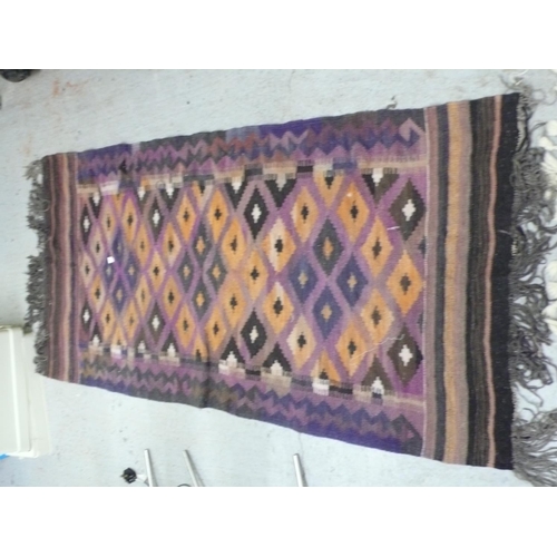 311 - Azerbaijan kilim rug in mostly purple wools - 79 X 39ins