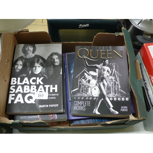 317 - Box of assorted books including Black Sabbath