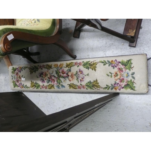 414 - Needlework topped Victorian foot stool